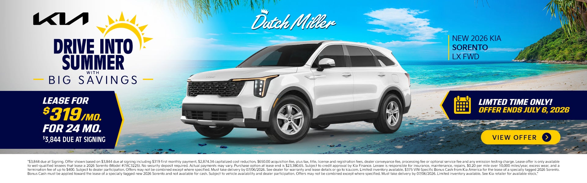 Lease a 2026 Sorento for $319/Mo.