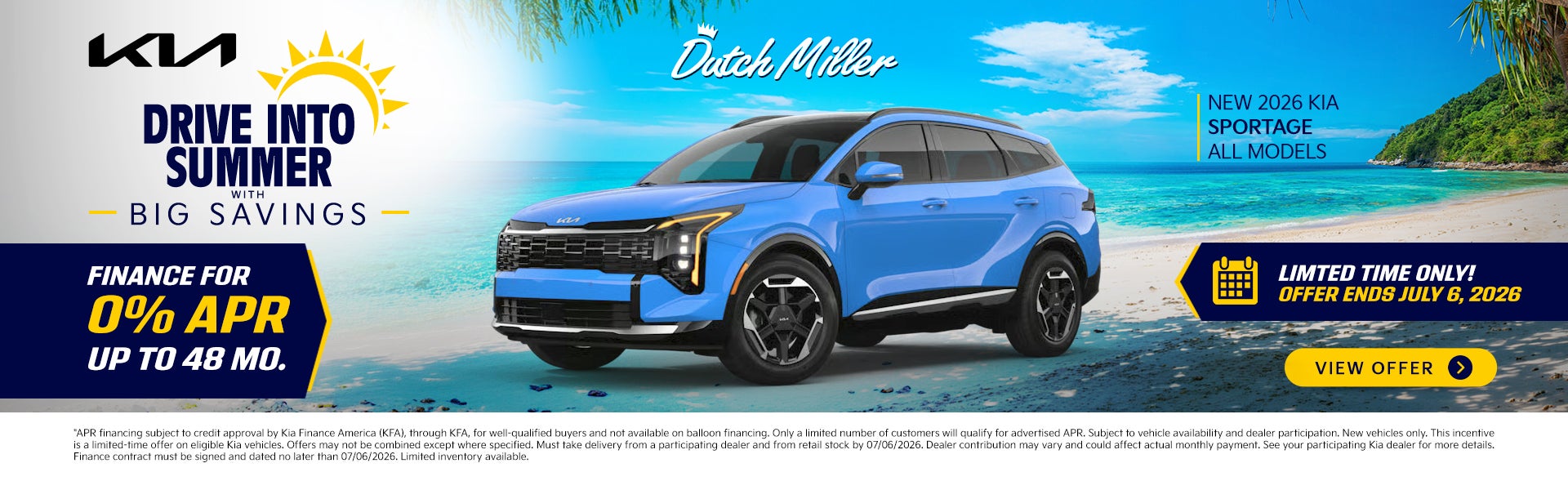 Available 0% APR for 48 Months on 2026 Kia Sportage