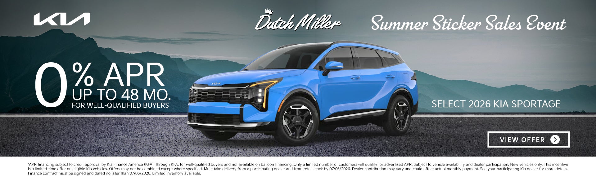 Kia Sportage 0% for 48Mo.