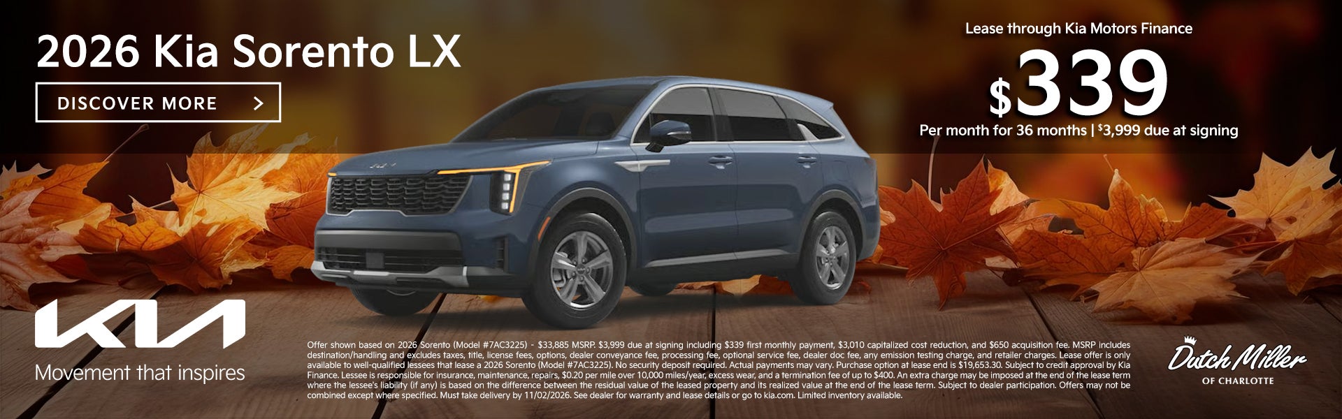 October Sorento Lease Offer