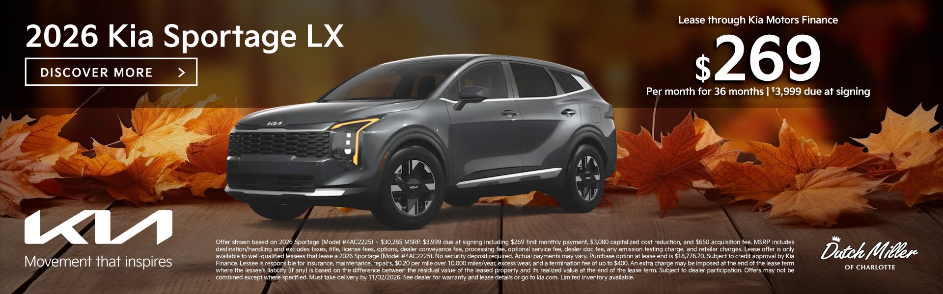 October Sportage Lease Offer